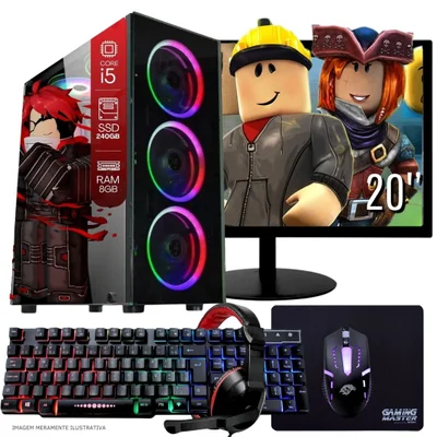 Computador Gamer Completo Tob Intel Core I5 SSD 240GB 8GB Teclado Mouse Mouse Pad E Headset Gamer Monitor 20" WINDOWS 10 Pro Trial