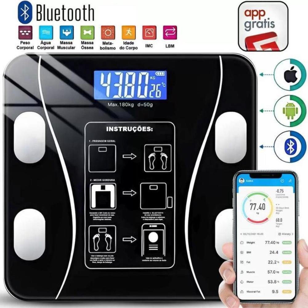 Imagem 3 de 5 do produto Balança Bioimpedância Balança Digital Corporal Bluetooth App