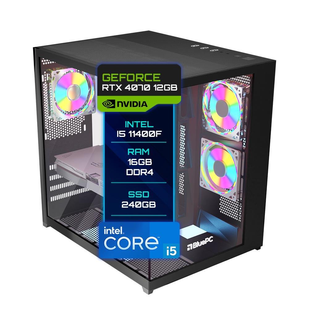 PC Gamer BluePC Intel Core I5 11400f (11ª Geração) 16gb Ddr4 RTX 4070 12gb SSD 240GB - Fonte 650w
