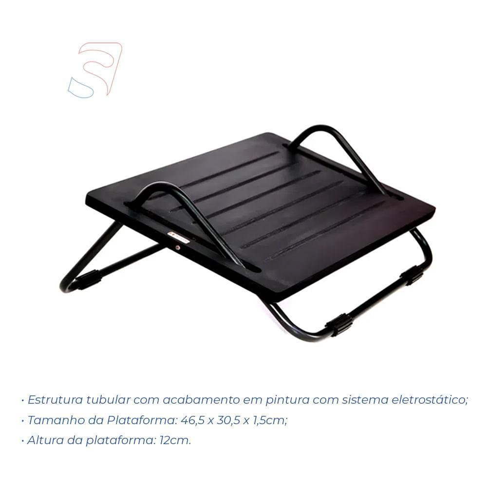Imagem 2 de 4 do produto Apoio Para Pé Com Inclinação Ajustável Preto Ap-427 Digitador
