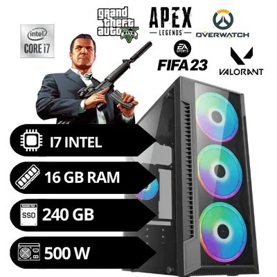PC Gamer Intel I7 16gb SSD 240 Gb 500 W Gamer RGB Vga 2 Gb