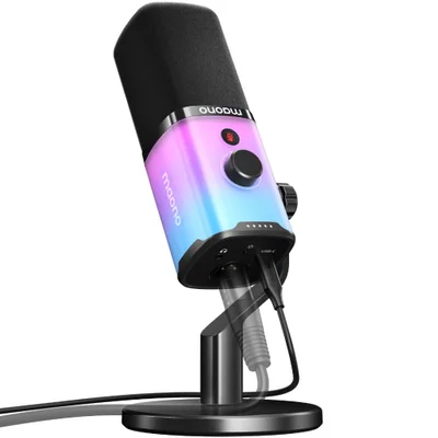 Microfone Gamer Maono Pd100x,  USB e Xlr, RGB, Preto