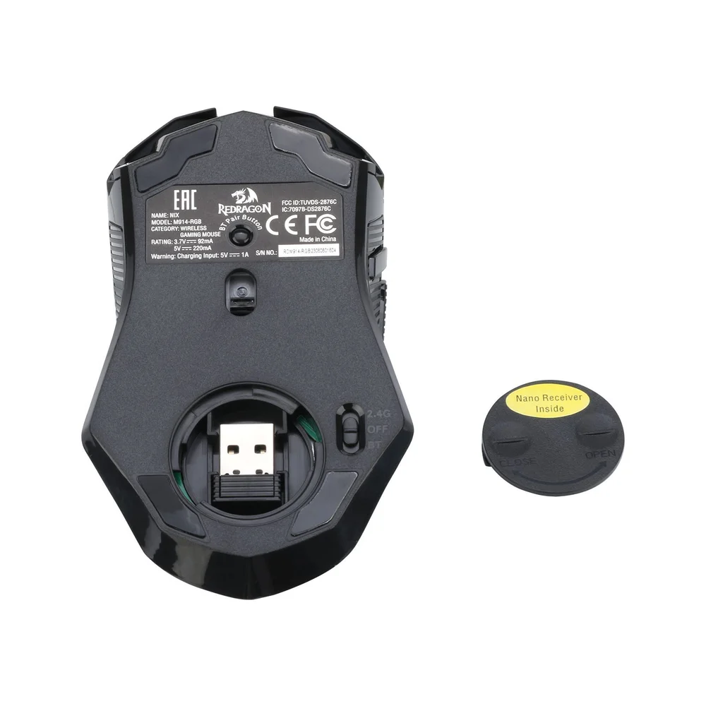 Imagem 5 de 5 do produto Mouse Gamer Nix RGB 10000dpi 9 Botoes Wireless Preto M914-RGB - Redragon