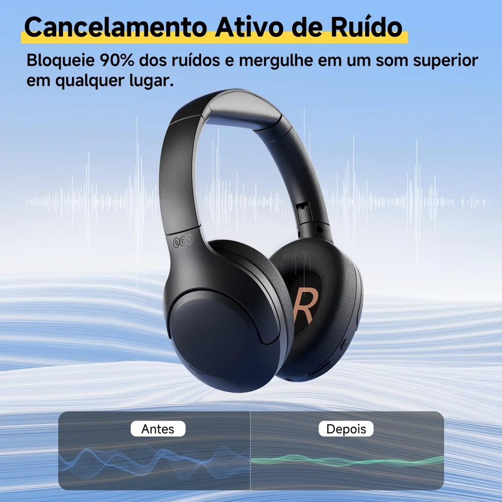 Headphone Sem Fio Qcy H3 Lite Anc Adaptativo Multiponto Bluetooth Tws 5.3 60h - Preto