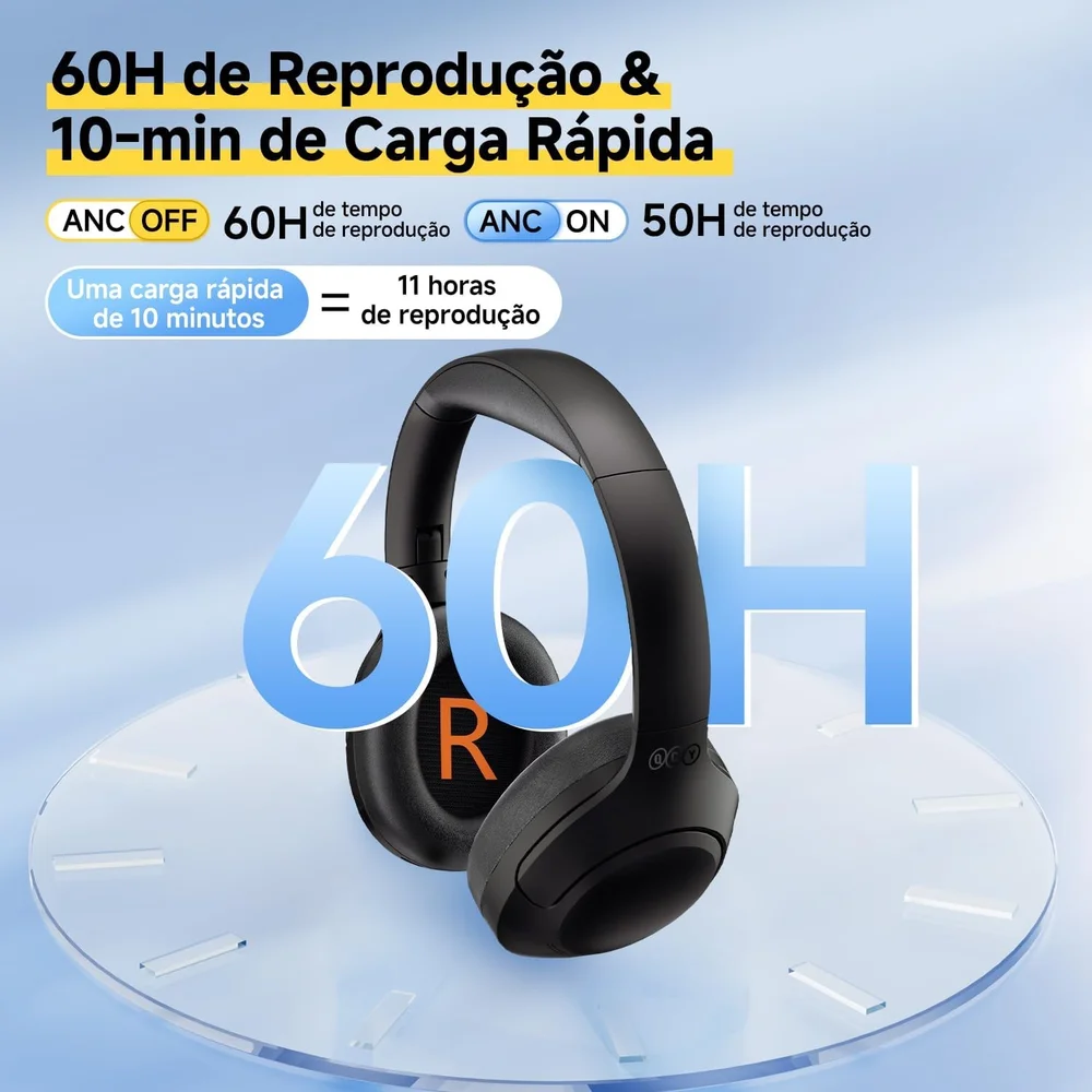 Headphone Sem Fio Qcy H3 Lite Anc Adaptativo Multiponto Bluetooth Tws 5.3 60h - Preto