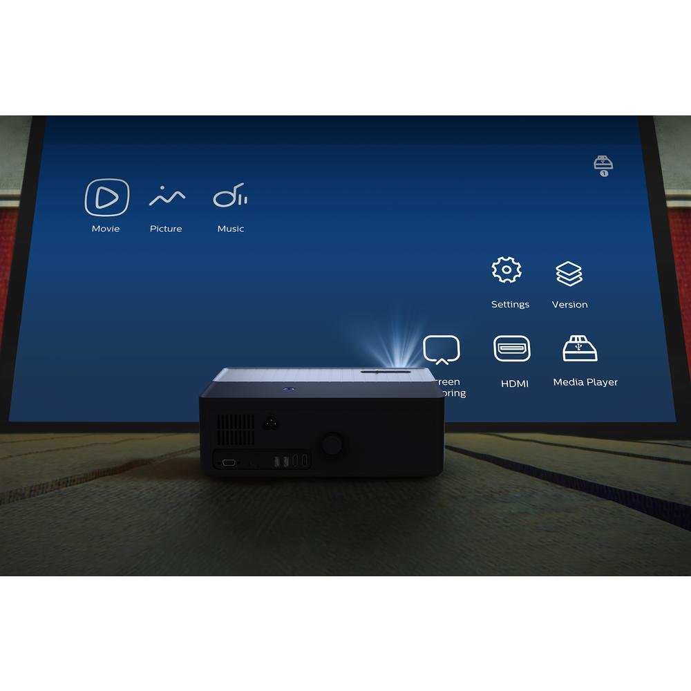 Imagem 2 de 5 do produto Projetor De LED D5000, Wi-fi, Seu Cinema Em Casa, Suporte 4k, Tela De 100 ".