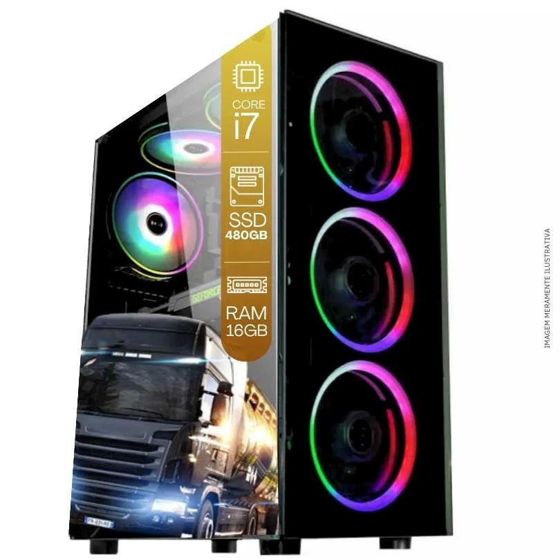 Computador Gamer Completo Tob Intel Core I7 SSD 480GB 16gb Teclado Mouse Mouse Pad E Headset Gamer Monitor 23" WINDOWS 10 Pro Trial - view 3