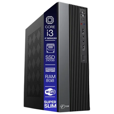 Computador Tob Completo Slim Compacto 4ª Geração Intel Core I3 SSD 240GB Memória 8GB Rede Sem Fio WINDOWS 10 Trial Desktop PC Cpu