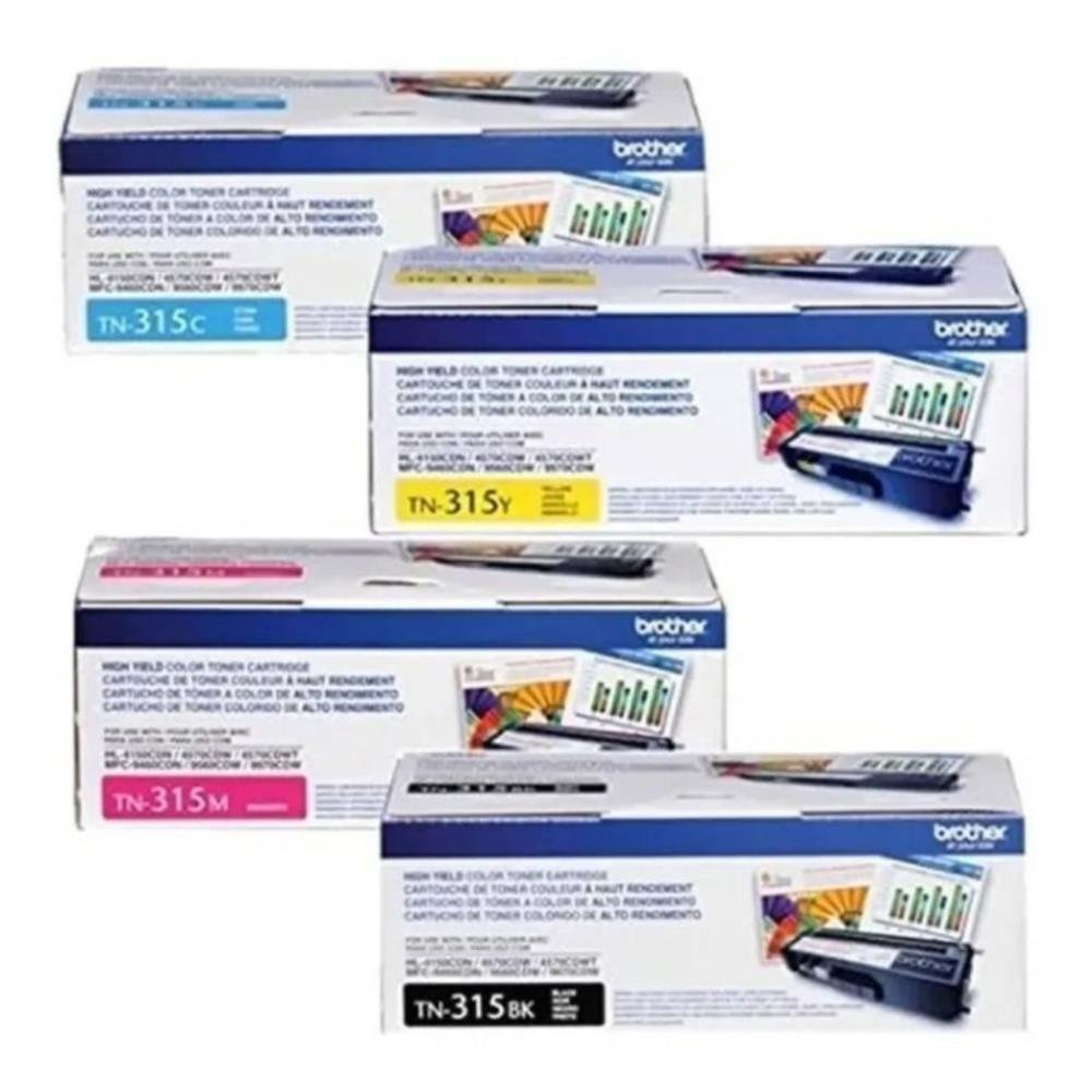 Kit 4x Cores Toner Brother Tn315 4140 9970 Bk+c+y+m