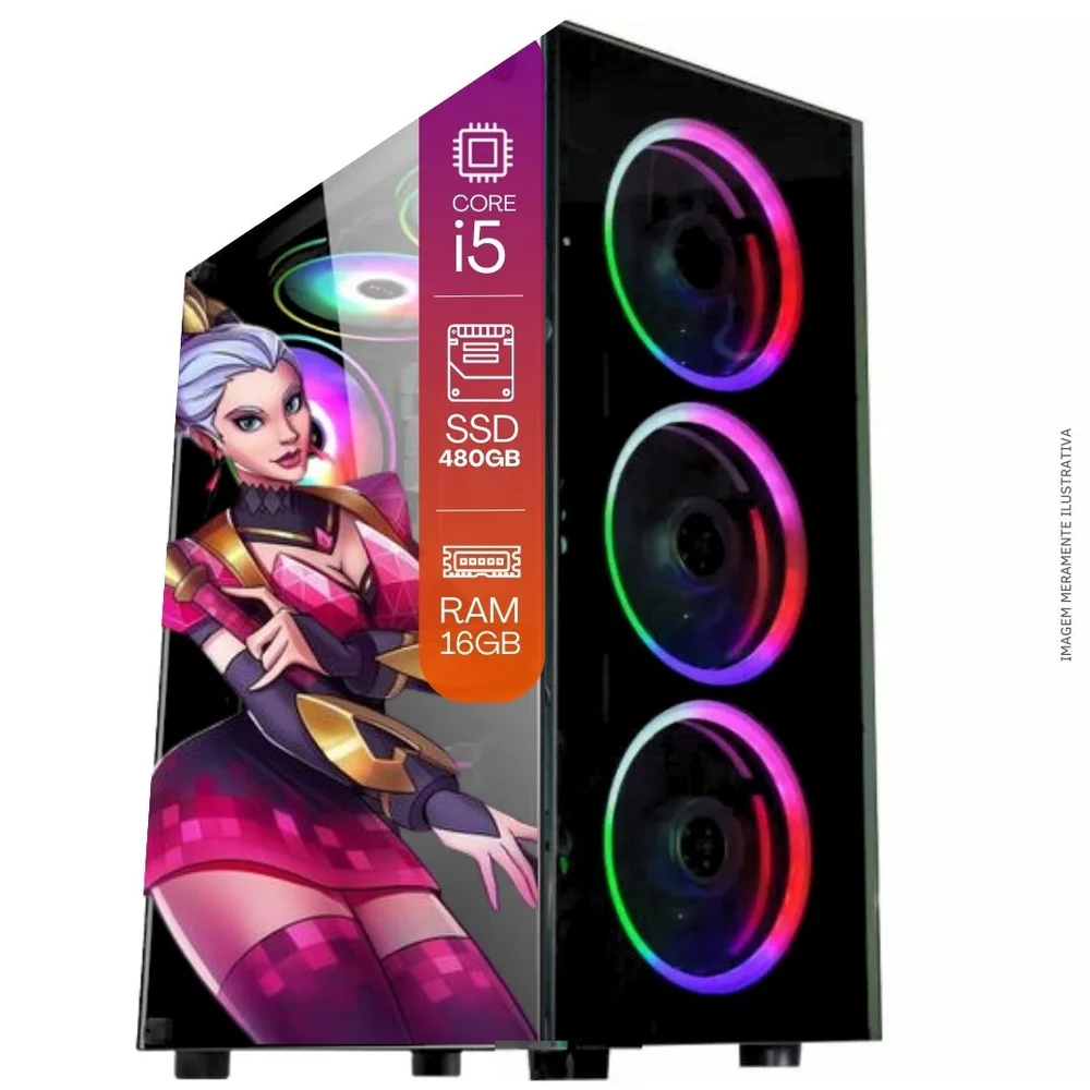 PC Gamer Completo Tob Intel Core I5, 16GB RAM, SSD 480GB, WINDOWS 10 Pro Trial, Teclado Mouse Mouse Pad E Headset Gamer Monitor 23" - view 3