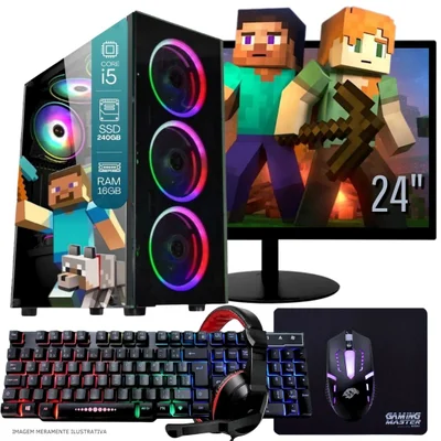 Computador Gamer Completo Tob Intel Core I5 SSD 240GB 16gb Teclado Mouse Mouse Pad E Headset Gamer Monitor 23" WINDOWS 10 Pro Trial