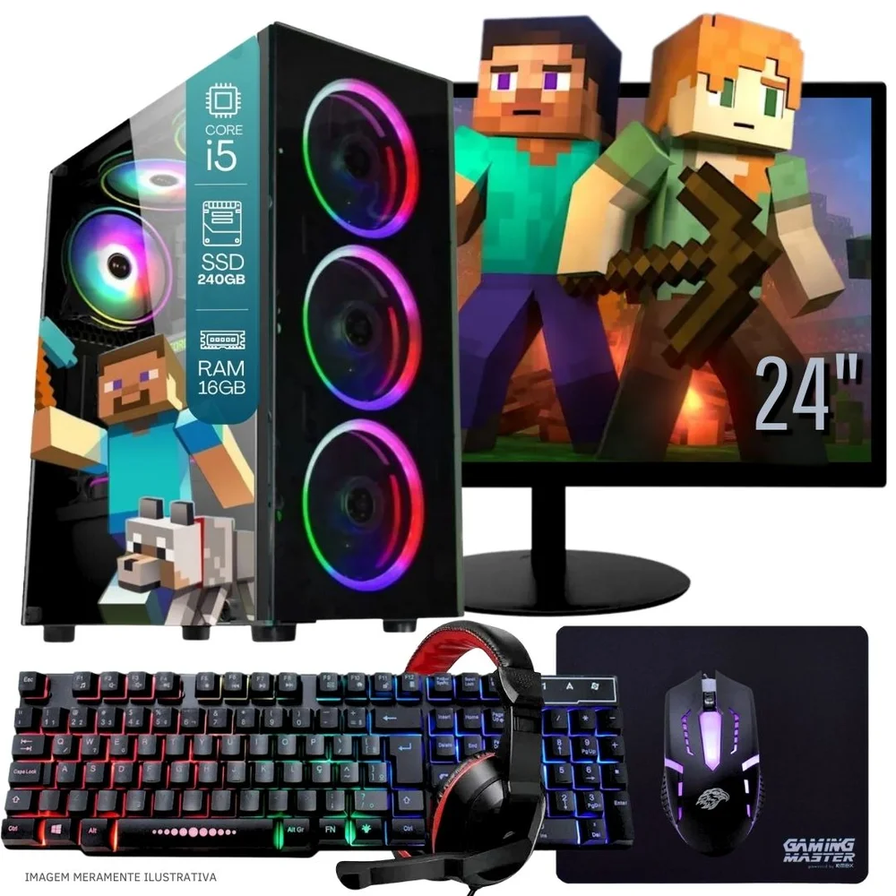 Computador Gamer Completo Balão.info Intel Core I5 SSD 240GB 16gb Teclado Mouse Mouse Pad E Headset Gamer Monitor 23" WINDOWS 10 Pro Trial