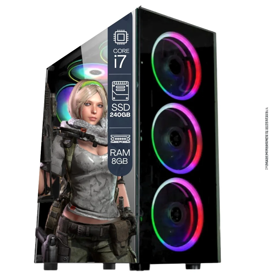 Computador Gamer Completo Tob Intel Core I7 SSD 240GB 8GB Teclado Mouse Mouse Pad E Headset Gamer Monitor 20" WINDOWS 10 Pro Trial - view 3