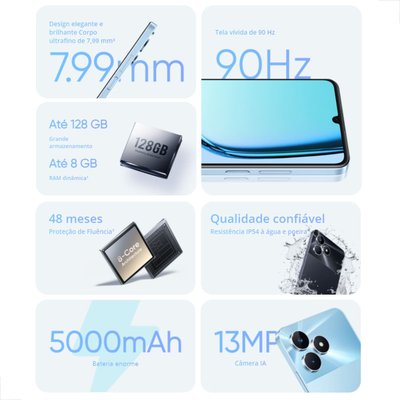 Smartphone Realme Note 50 4G 64GB 3GB RAM KaBuM Smartphone Realme Note 50 4G 64GB 3GB RAM KaBuM