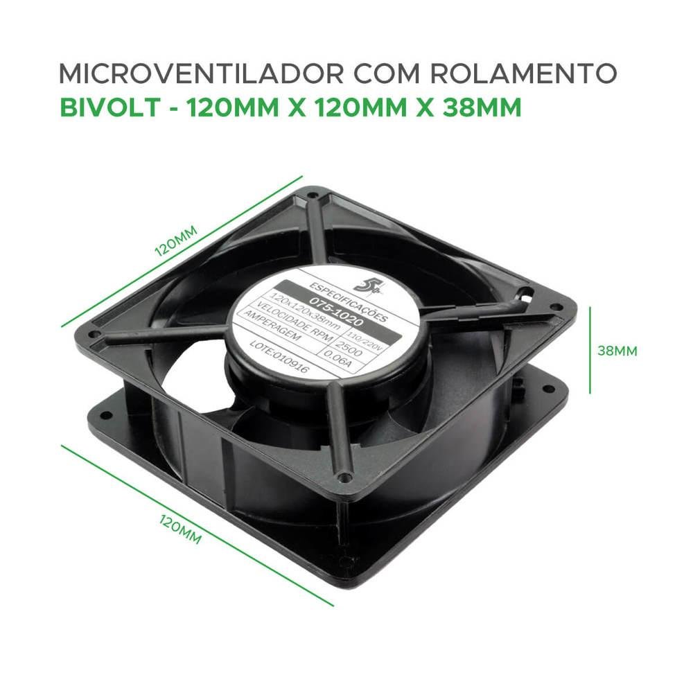 Microventilador Ventoinha 120x120x38 110/220v Rolamento 7