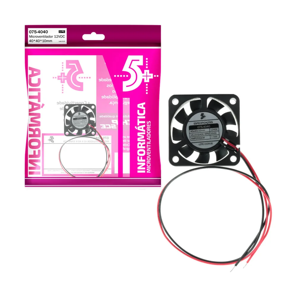 Microventilador Cooler Ventoinha 40x40x10 12 Volts 5
