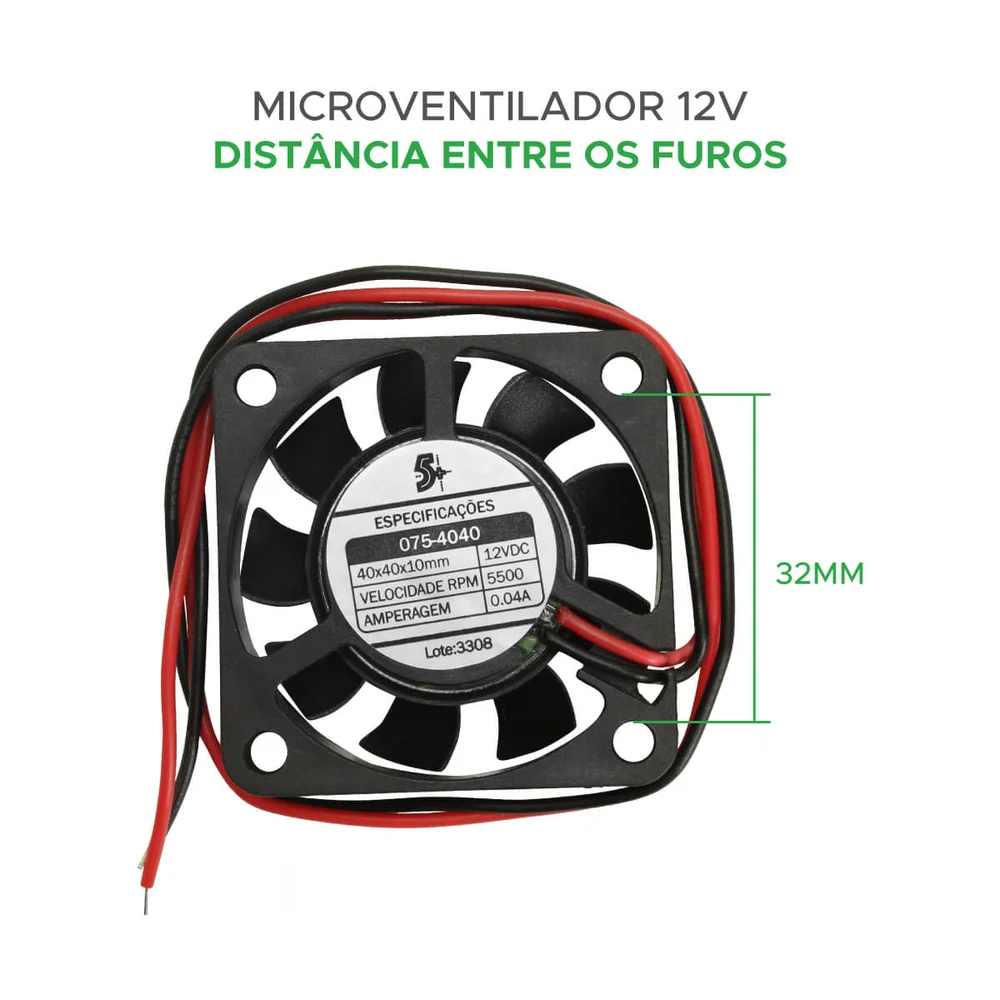 Microventilador Cooler Ventoinha 40x40x10 12 Volts 6