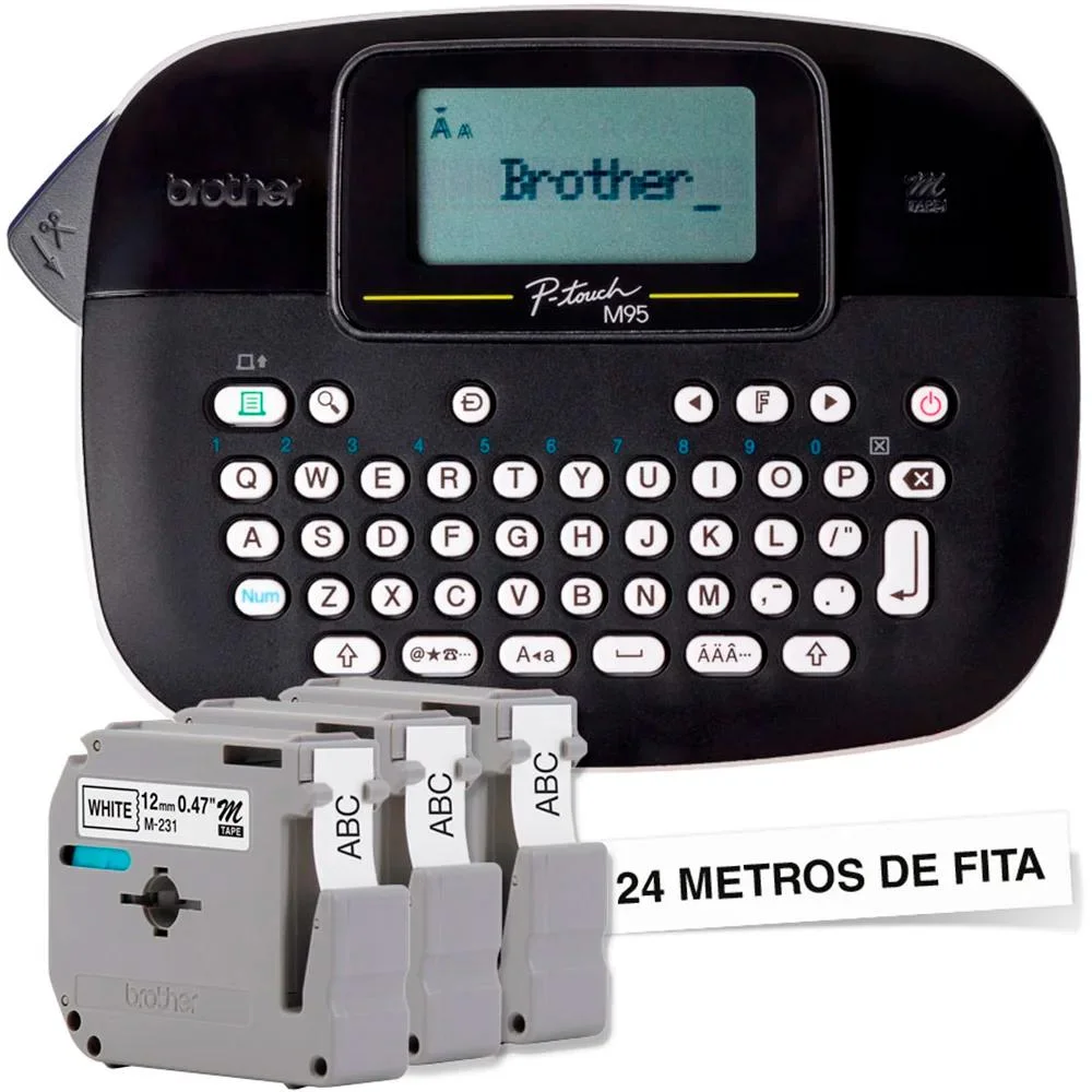 Imagem 4 de 5 do produto Rotuladora Brother Ptm95bkbp Portátil C/ 3 Fitas - Preto