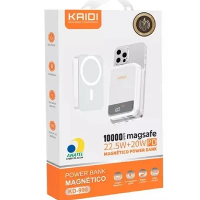 Power Bank Portátil Magnético Magsafe Turbo 10.000mah Kaidi Branca