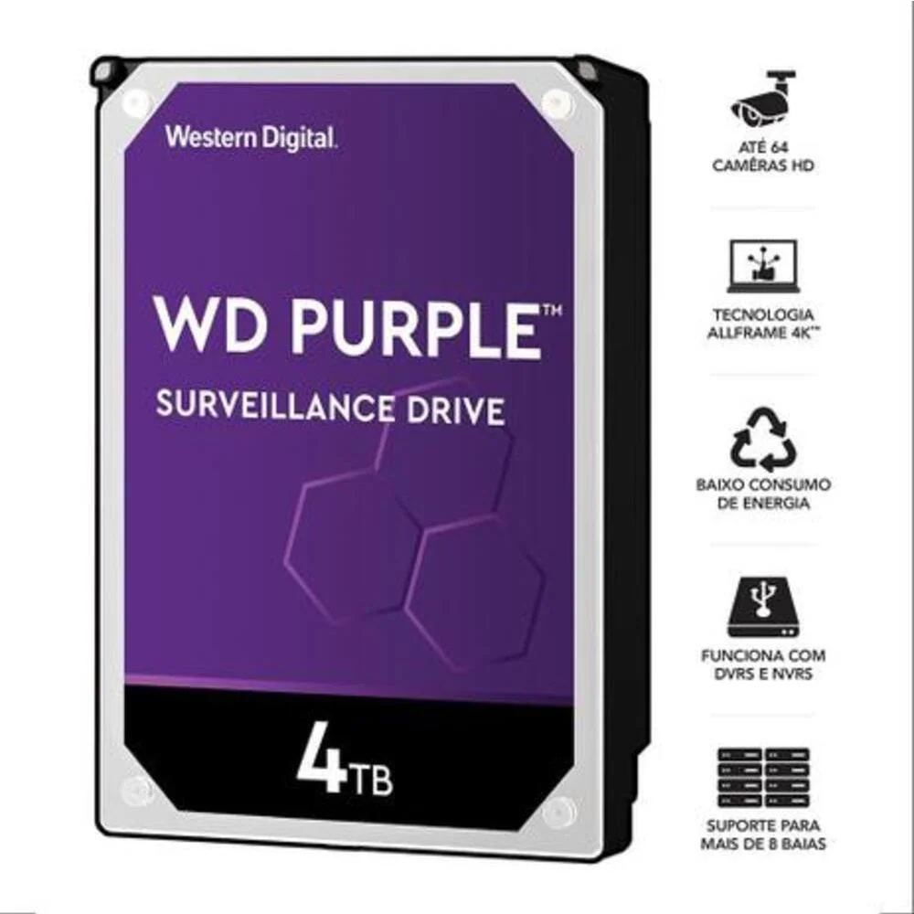 Hd WD Purple, 4TB, 3.5, 5400rpm, Sata Iii 6gb/s, Cache 256mb, Wd43purz Hd WD Purple, 4TB, 3.5, 5400rpm, Sata Iii 6gb/s, Cache 256mb, Wd43purz