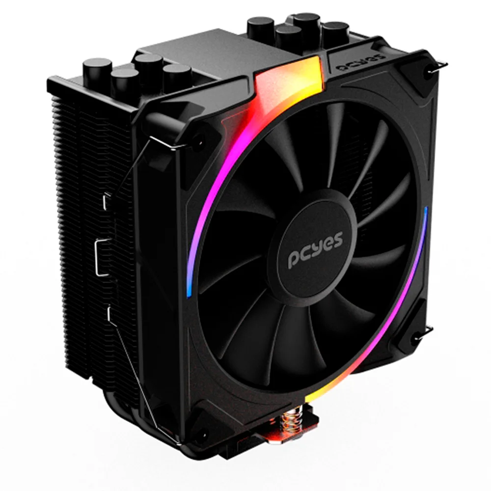 Imagem 2 de 5 do produto Air Cooler Gamer PCyes RGB Frost Multi Black Vulcan Cpu Intel / Amd - Tdp 180w - PefpaRGBbv