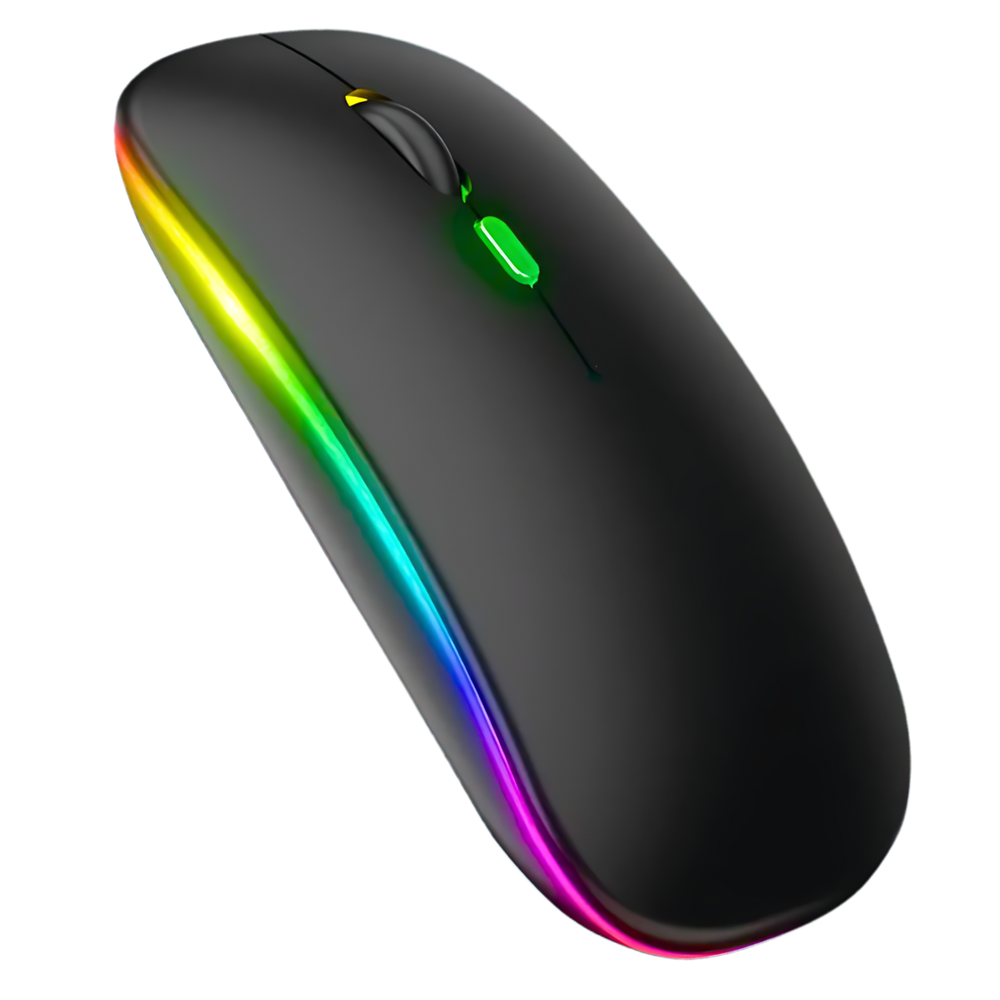 Mouse Sem Fio Recarregável Wireles Optico LED RGB Ergonômico