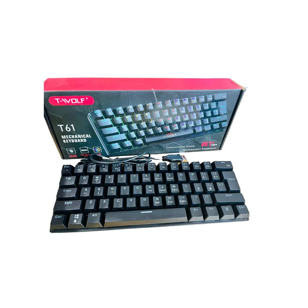 T61 Teclado Mecânico Gamer Mini  Portátil Usb Wired Jogo  Computador Portáti