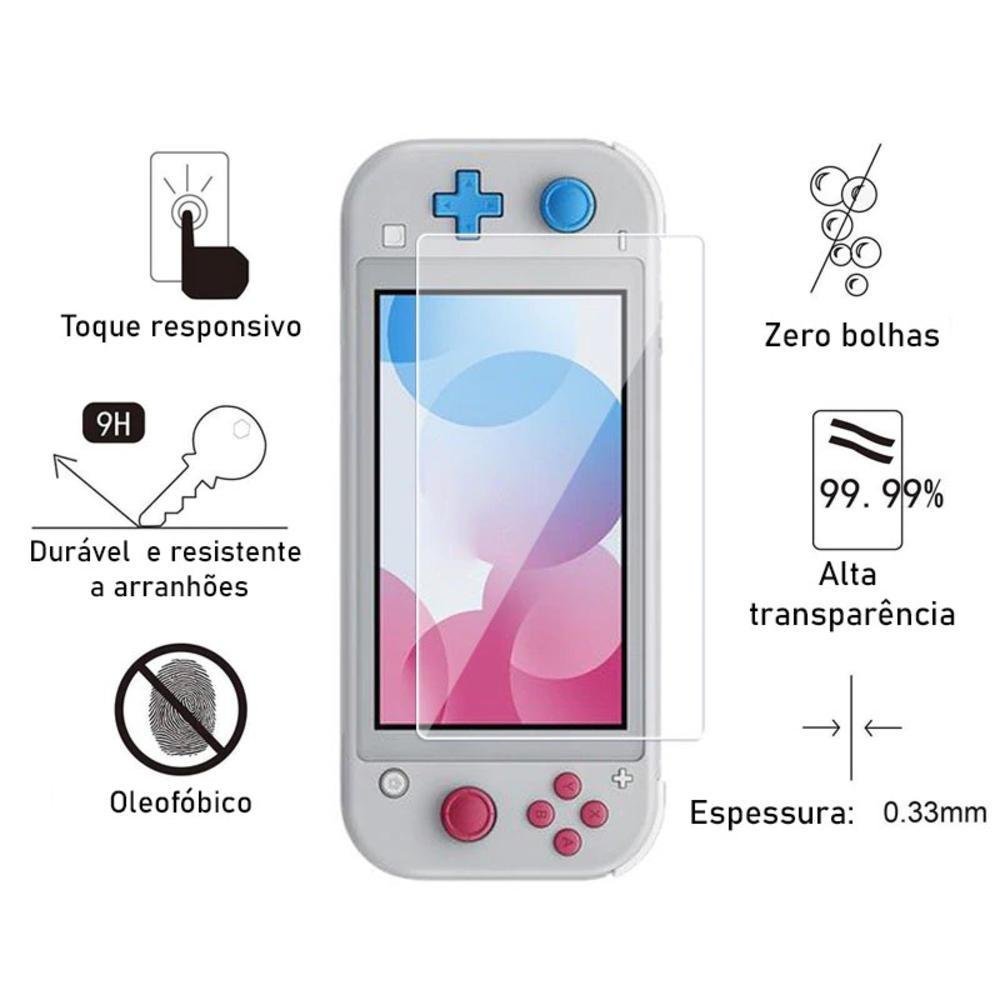 Imagem 4 de 5 do produto Kit 10 Películas Vidro Nitendo Switch Lite Premium 9h Transparente Alta Sensibilidade