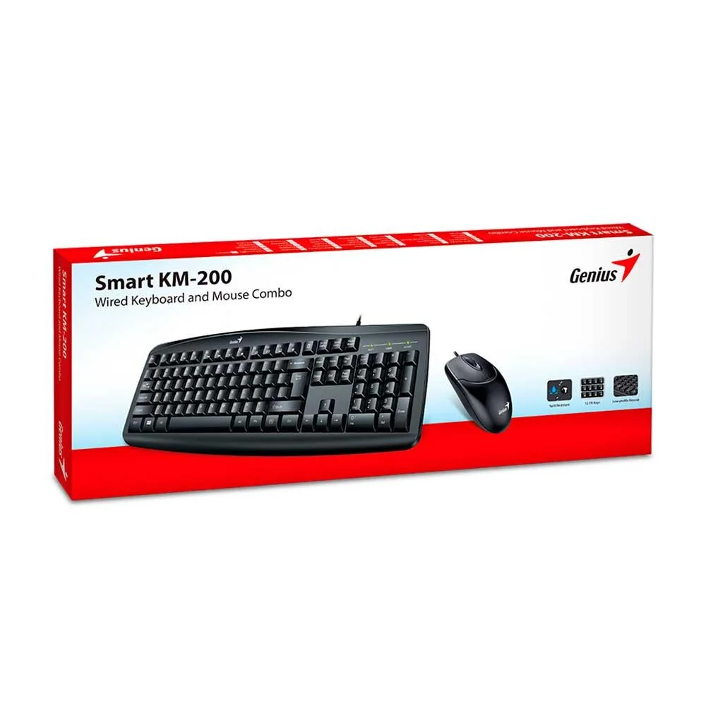 Imagem 3 de 4 do produto Kit Mouse E Teclado Genius Smart Km-200 Com Fio Usb