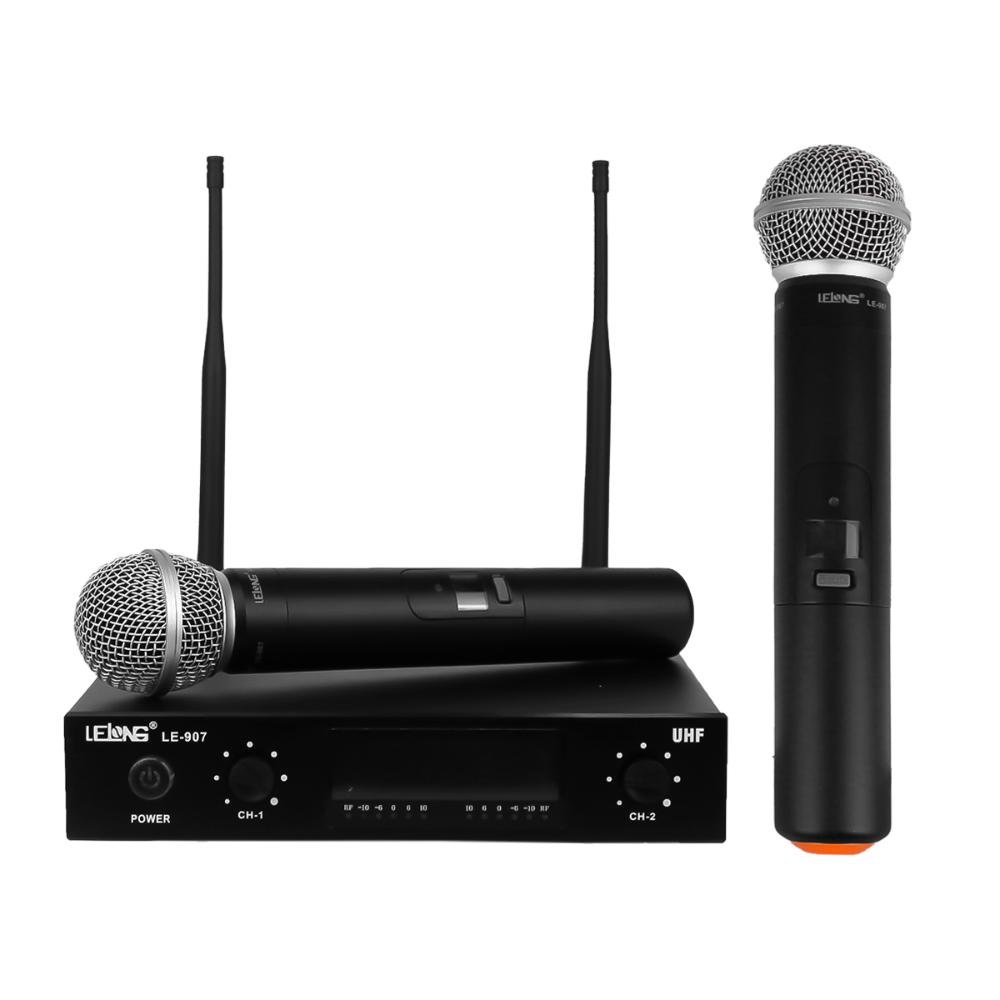 Microfone Duplo Lelong Le-907, Profissional, UHF, Sem Fio, Wireless