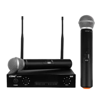 Microfone Duplo Lelong Le-907, Profissional, UHF, Sem Fio, Wireless