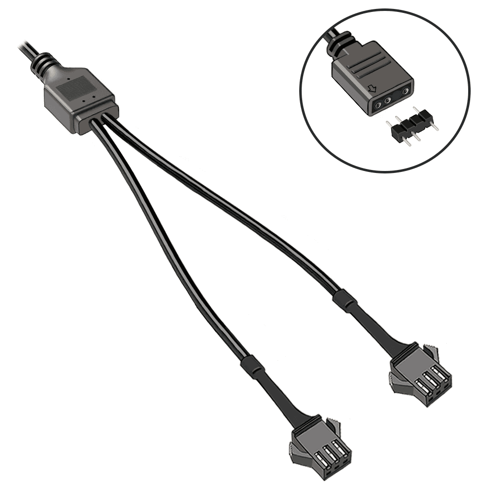 Imagem 2 de 5 do produto Cabo Jst Sm, 3p Vdg, 2 Saídas Femea, 30cm, Adaptador Para ARGB 5v De Water Cooler, Fan e Fita de LED