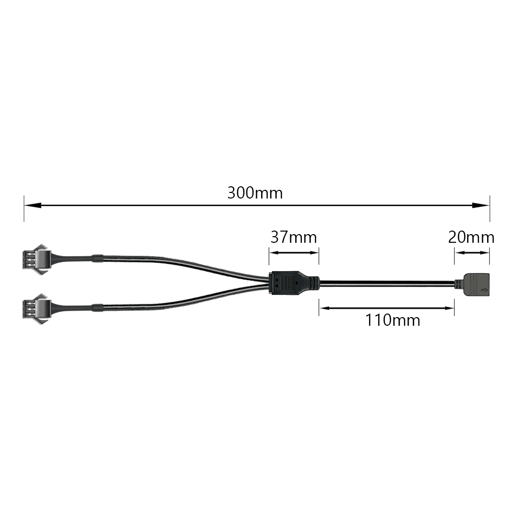 Imagem 3 de 5 do produto Cabo Jst Sm, 3p Vdg, 2 Saídas Femea, 30cm, Adaptador Para ARGB 5v De Water Cooler, Fan e Fita de LED