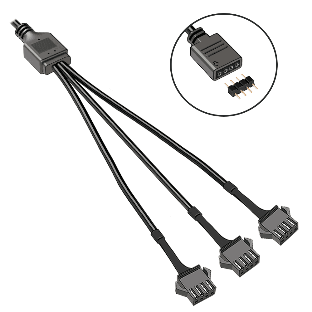 Imagem 2 de 5 do produto Cabo Jst Sm 4p, 3 Saídas Femea, Adaptador RGB 12v 4 Pinos, 30cm, Para Water Cooler, Fan e Fita de LED
