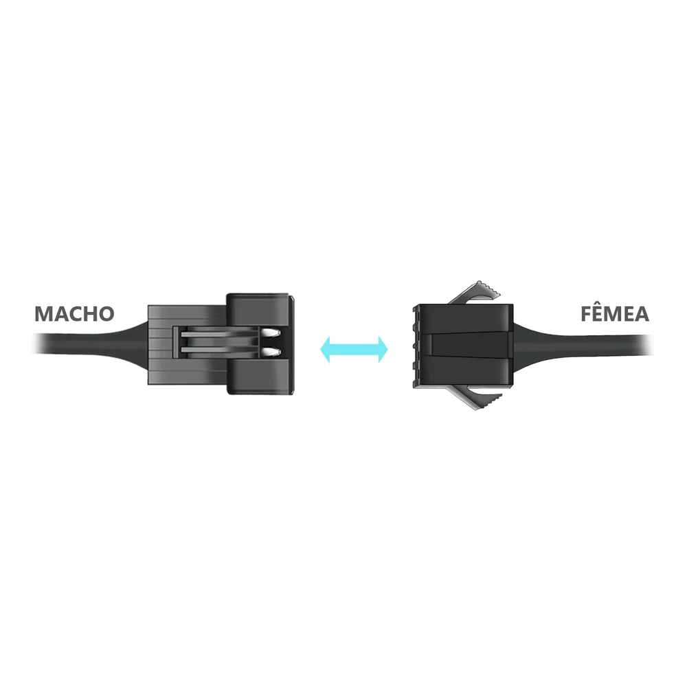 Imagem 2 de 5 do produto Cabo Jst Sm 4p, 2 Saídas Femea, Adaptador RGB 12v 4 Pinos, 30cm, Para Water Cooler, Fan e Fita de LED