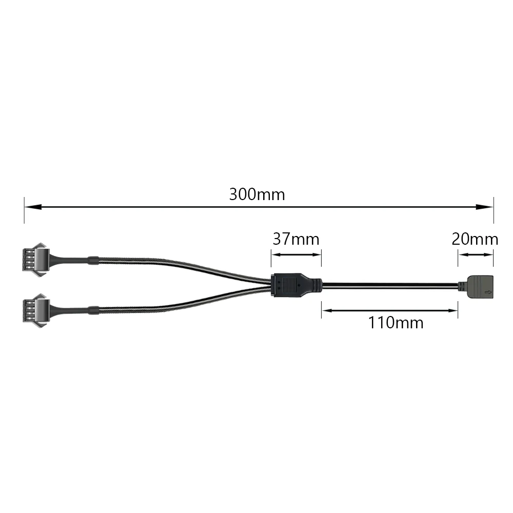 Imagem 3 de 5 do produto Cabo Jst Sm 4p, 2 Saídas Femea, Adaptador RGB 12v 4 Pinos, 30cm, Para Water Cooler, Fan e Fita de LED