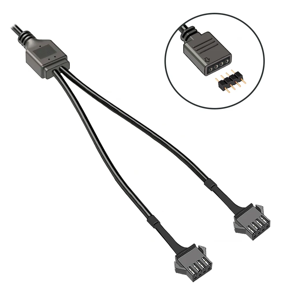 Imagem 4 de 5 do produto Cabo Jst Sm 4p, 2 Saídas Femea, Adaptador RGB 12v 4 Pinos, 30cm, Para Water Cooler, Fan e Fita de LED