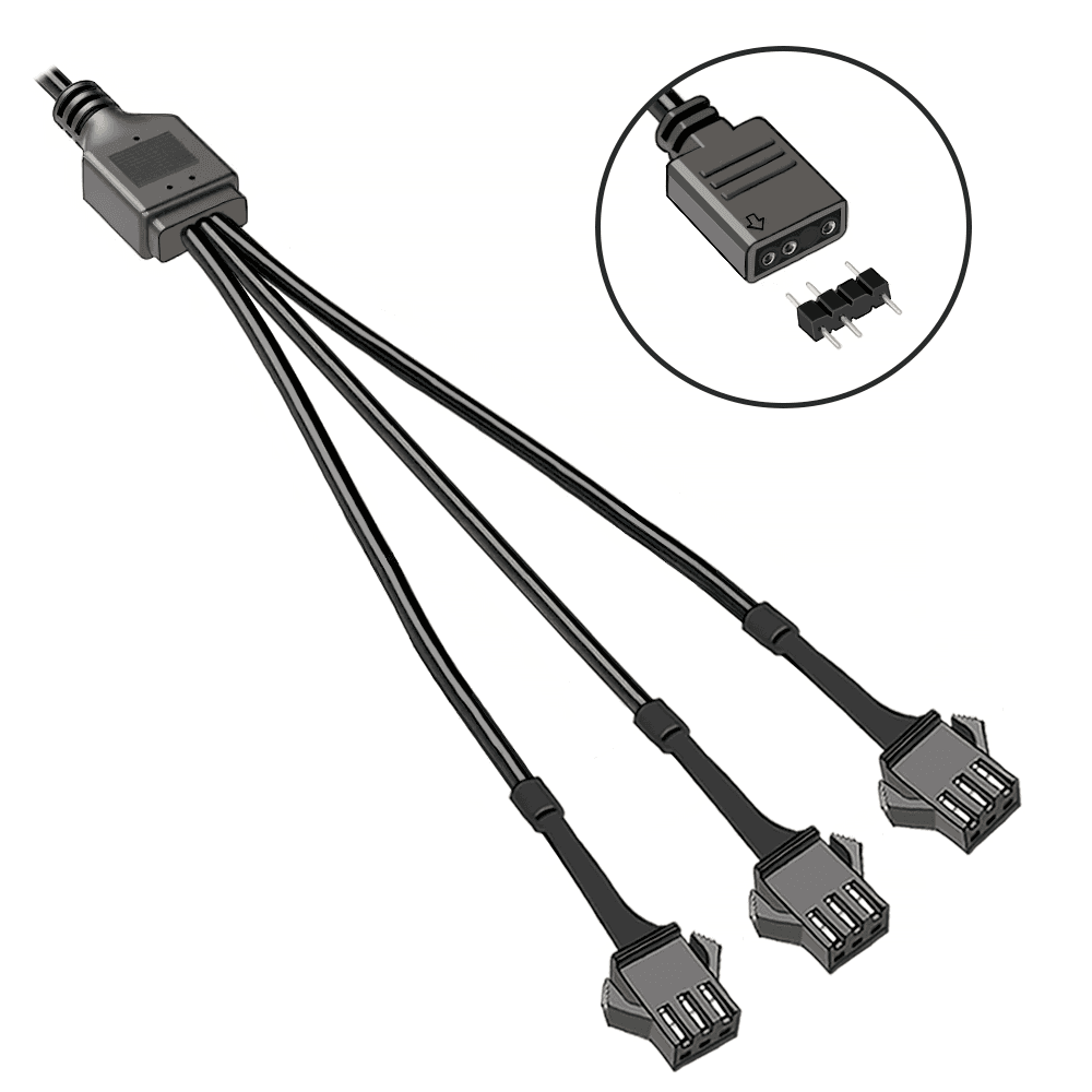 Imagem 2 de 5 do produto Cabo Jst Sm, 3p Vdg, 3 Saídas Femea, 30cm, Adaptador Para ARGB 5v De Water Cooler, Fan e Fita de LED