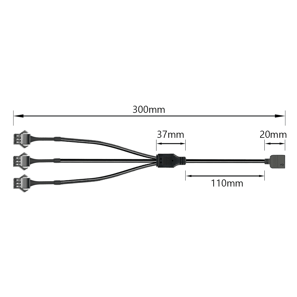 Imagem 3 de 5 do produto Cabo Jst Sm, 3p Vdg, 3 Saídas Femea, 30cm, Adaptador Para ARGB 5v De Water Cooler, Fan e Fita de LED