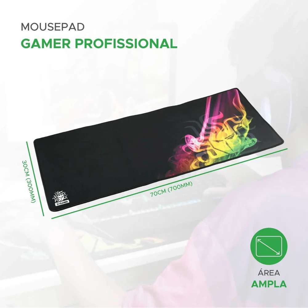 Imagem 4 de 5 do produto Mousepad Gamer Profissional 70x30 Cm Desk Pad Alta Qualidade