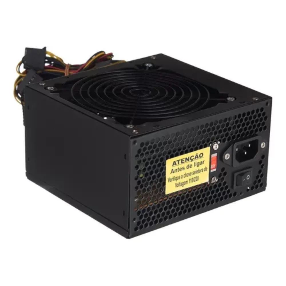Fonte Atx 500w Para Computador 12v Bivolt Preto Sem Cabo
