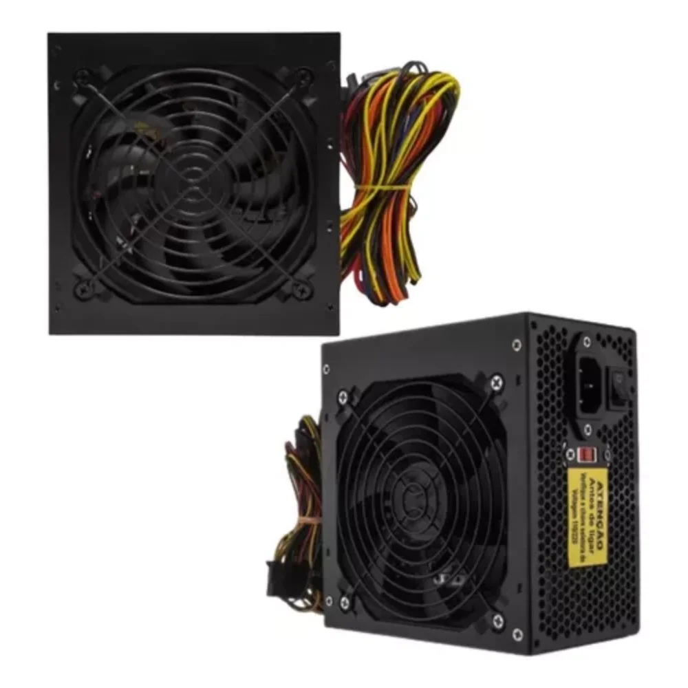Imagem 3 de 5 do produto Fonte Atx 500w Para Computador 12v Bivolt Preto Sem Cabo