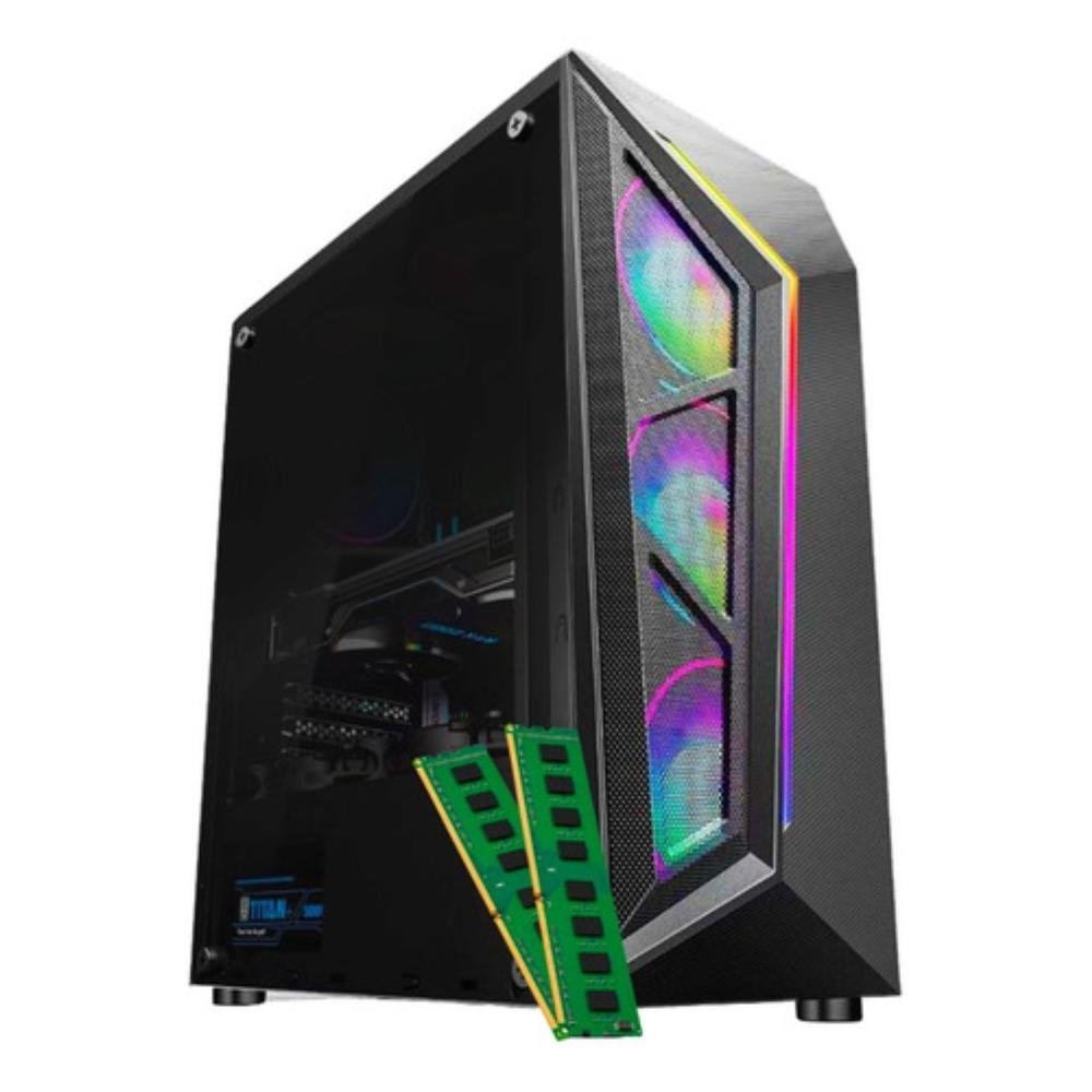 Computador PC Gamer RGB Ryzen 7 5700g 16gb Ram SSD 480GB Tela 23 Polegadas Curvo Wifi - Preto - view 3