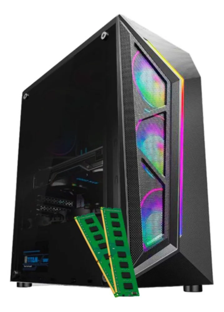 Computador PC Gamer RGB Ryzen 5 5600g 16gb Ram SSD 480GB Tela 23 Polegadas Curvo Wifi - Preto - view 2