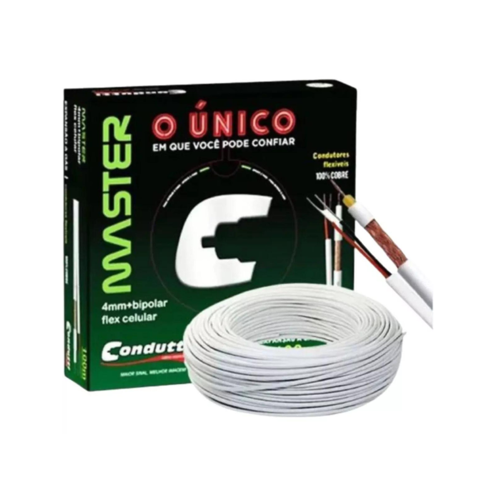 Cabo Coaxial 4mm Bipolar 100m Cftv- Condutti -p/câmeras.