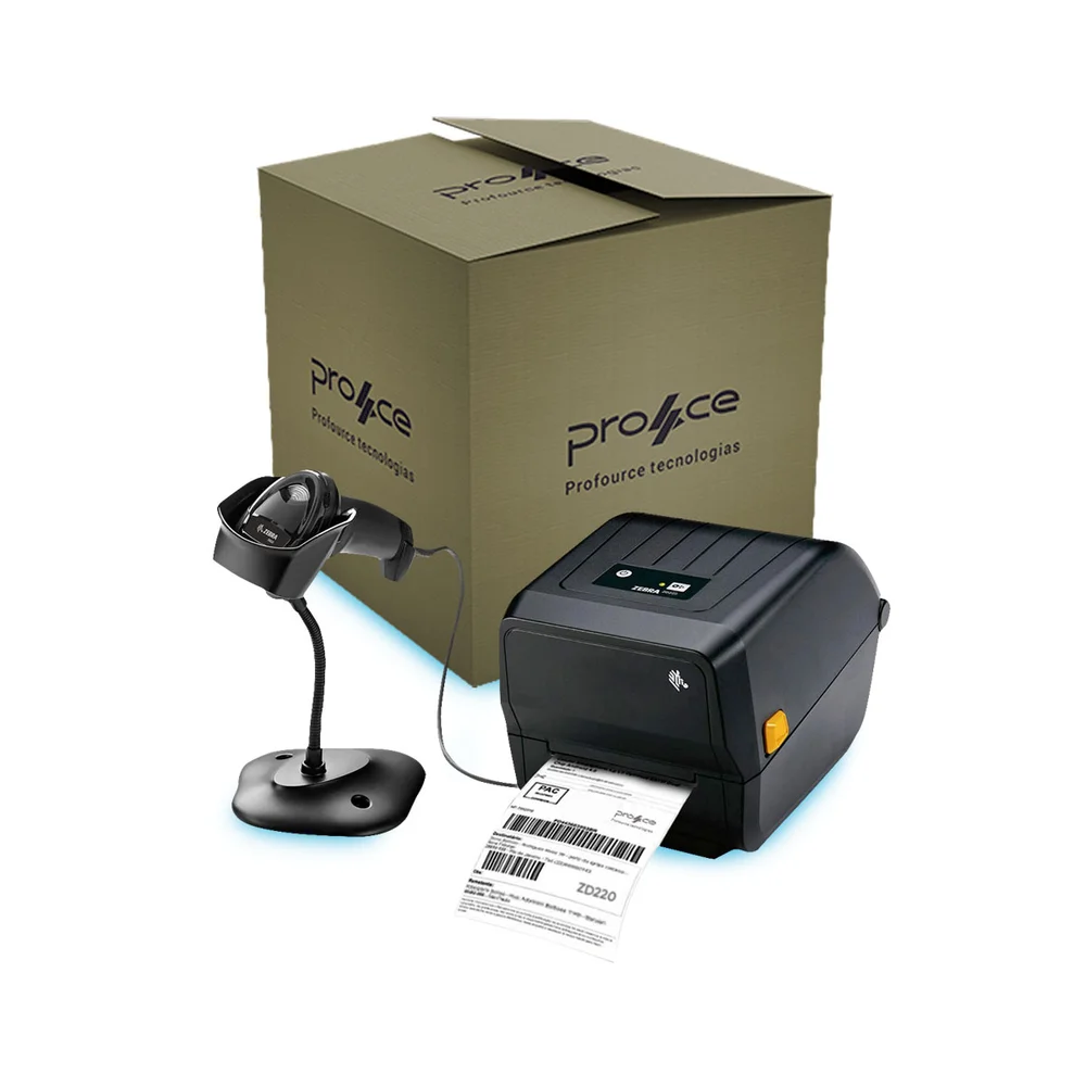 Kit Zebra Leitor Ds2208 C/suporte + Impressora Zd220