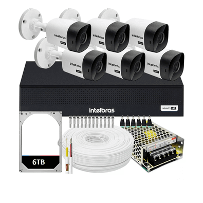 Kit Cftv 6 Câmeras Segurança Intelbras Dvr 8 Canais Com Hd 6tb