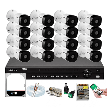 Kit Intelbras 16 Cameras Segurança 1120b Dvr 32 Canais Mhdx 1232 + Hd 6tb