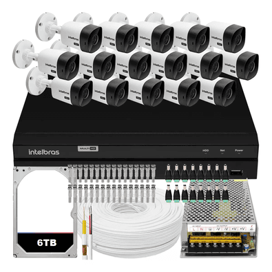 Kit Cftv Monitoramento 16 Cameras Segurança Intelbras Mhdx 1216 6 Tera