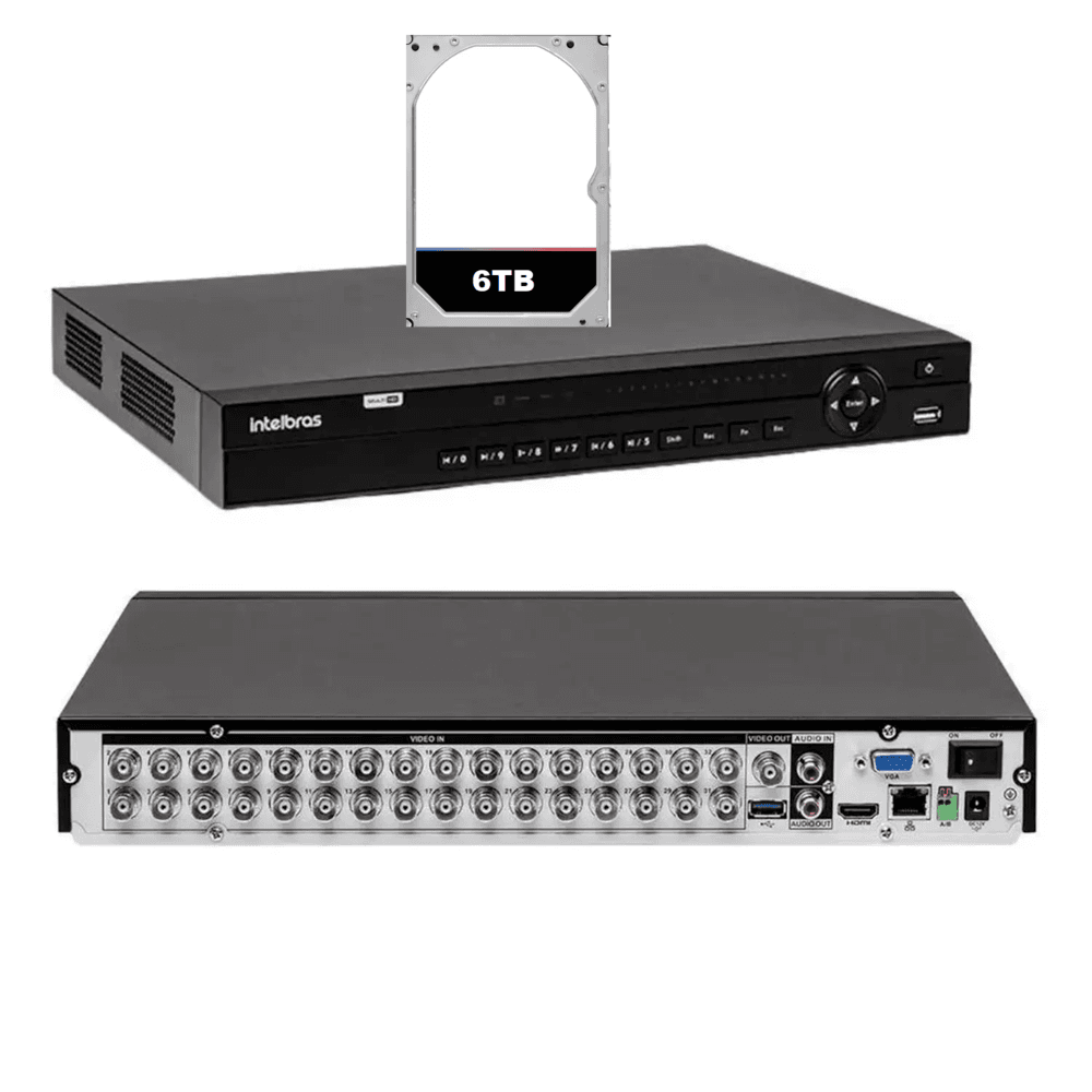 Imagem 4 de 5 do produto Kit Intelbras 32 Cameras Segurança 1120b Dvr 32 Canais Mhdx 1232 C/6tb